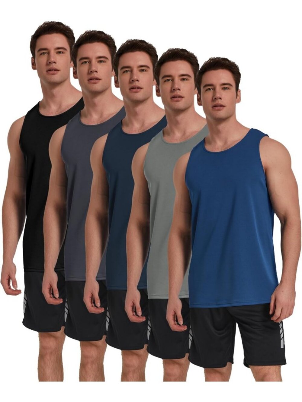5 Pack Men's Sleeveless Workout Tank Tops - Mesh Muscle Gym Fitness Shirts